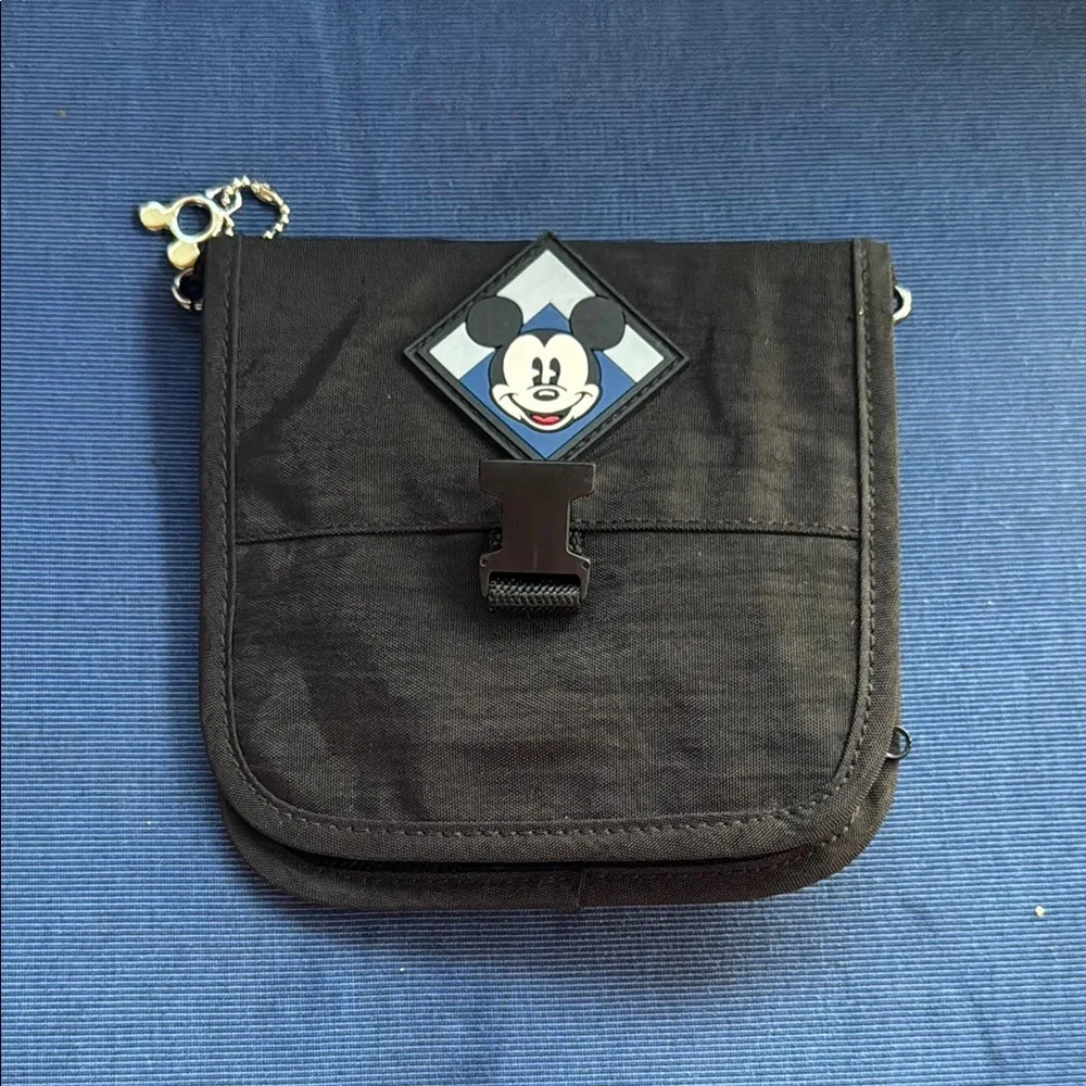 Disney Black Messenger Bag Durable Fabric Front Flap